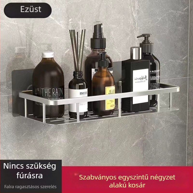 Fali konyhai tároló polc lecsöpögtető kosárral, fúrás nélkül – többfunkciós mosogatóhoz