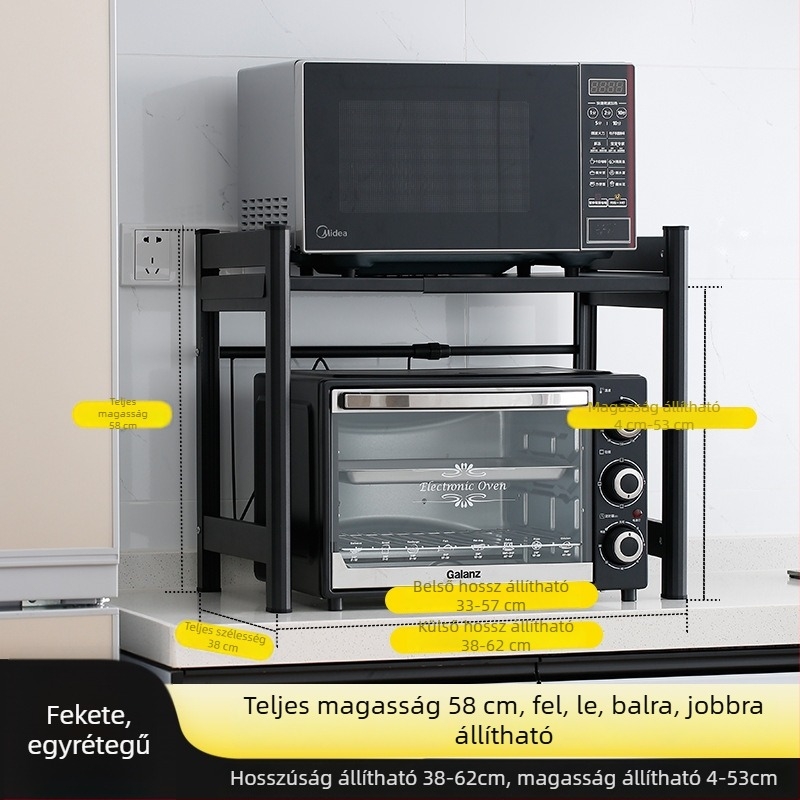 BTV4 Konyhai alumínium mikrosütő állvány, többszintű asztali tároló