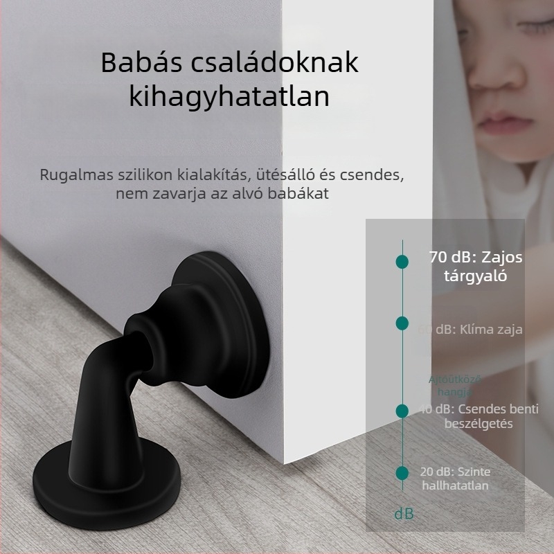 Fúrás nélküli szilikon ajtóstop öntapadós rögzítés, csendes, szélálló ütésálló párna hálószobába