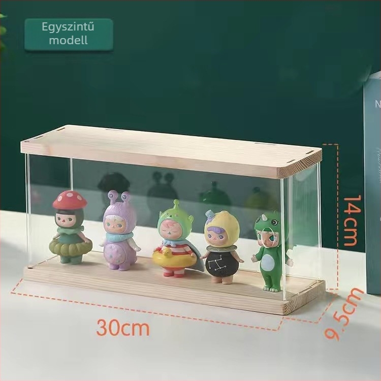 Akril megjelenítő polc blind-box figurákhoz, átlátszó tartóval, asztali kiállítás