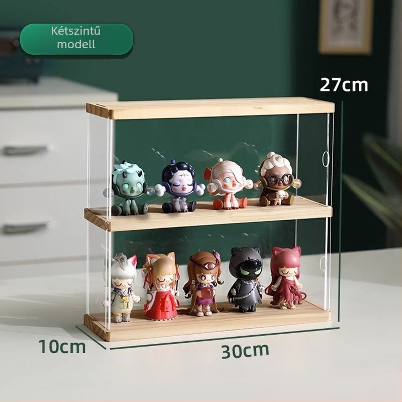 Akril megjelenítő polc blind-box figurákhoz, átlátszó tartóval, asztali kiállítás
