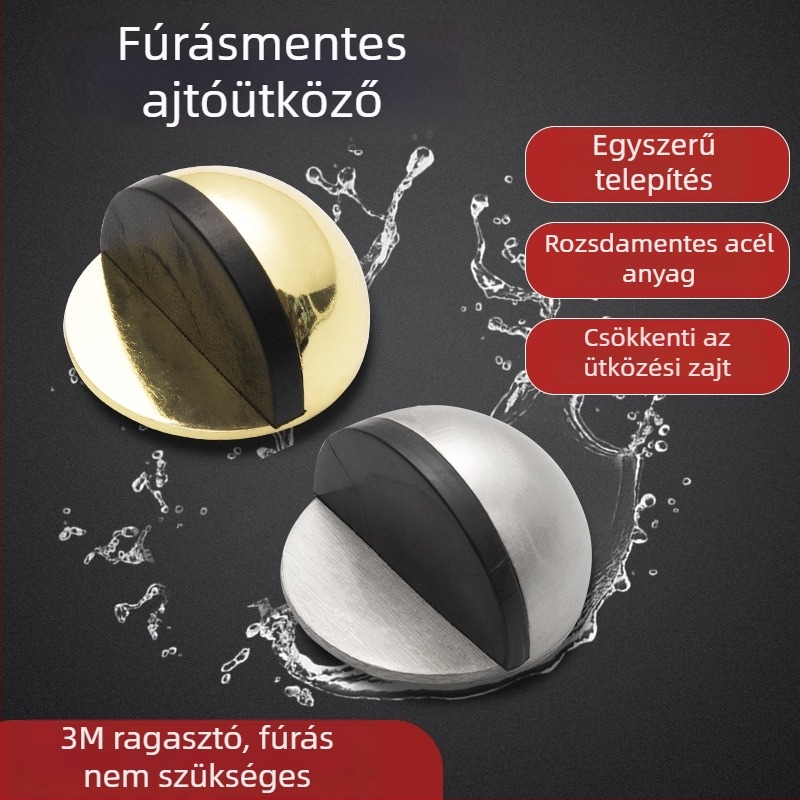 Fúrás nélküli ajtóstop, háztartási használatra, gumiból készült fürdőszobai üvegajtó stopper, lopás elleni, új modell, teknős alakú stopper