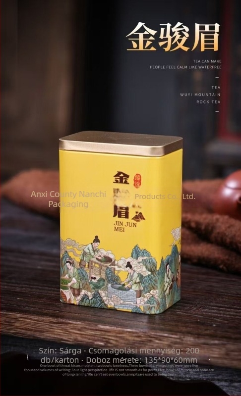 Nordic stílusú négyzet alakú zárható fémdoboz teához, Lapsang Souchong, Jin Jun Mei és Da Hong Pao.