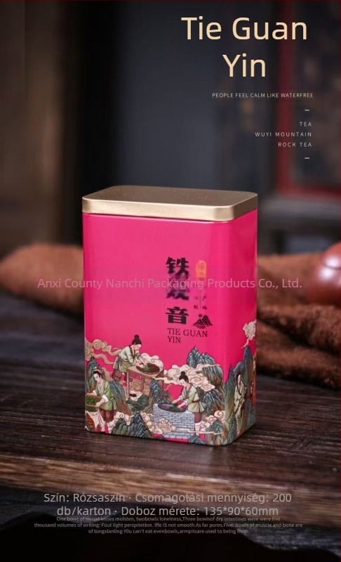 Nordic stílusú négyzet alakú zárható fémdoboz teához, Lapsang Souchong, Jin Jun Mei és Da Hong Pao.