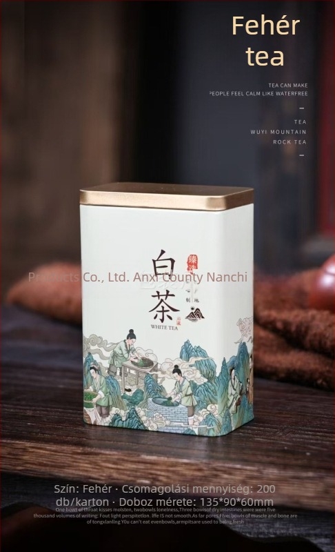 Nordic stílusú négyzet alakú zárható fémdoboz teához, Lapsang Souchong, Jin Jun Mei és Da Hong Pao.