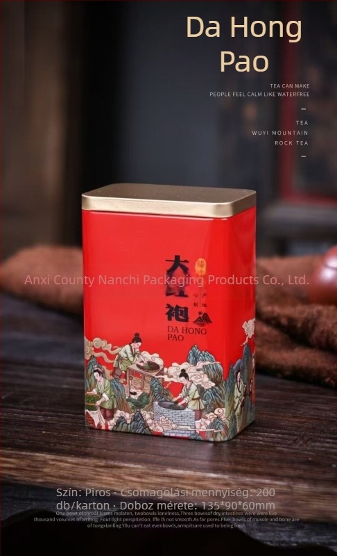 Nordic stílusú négyzet alakú zárható fémdoboz teához, Lapsang Souchong, Jin Jun Mei és Da Hong Pao.