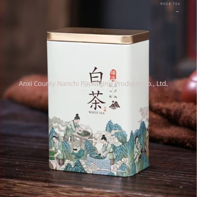 Nordic stílusú négyzet alakú zárható fémdoboz teához, Lapsang Souchong, Jin Jun Mei és Da Hong Pao.