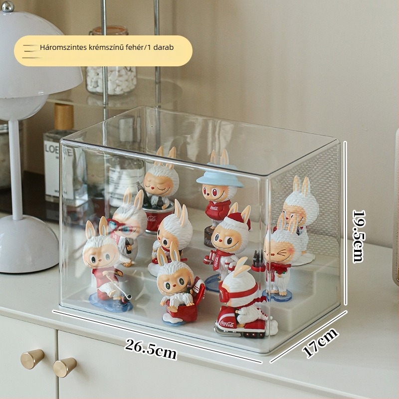 Átlátszó akril vitrín blind boxokhoz, porvédett, vastagított, egymásra tehető, LEGO kockákhoz, figurákhoz és gyűjteményekhez
