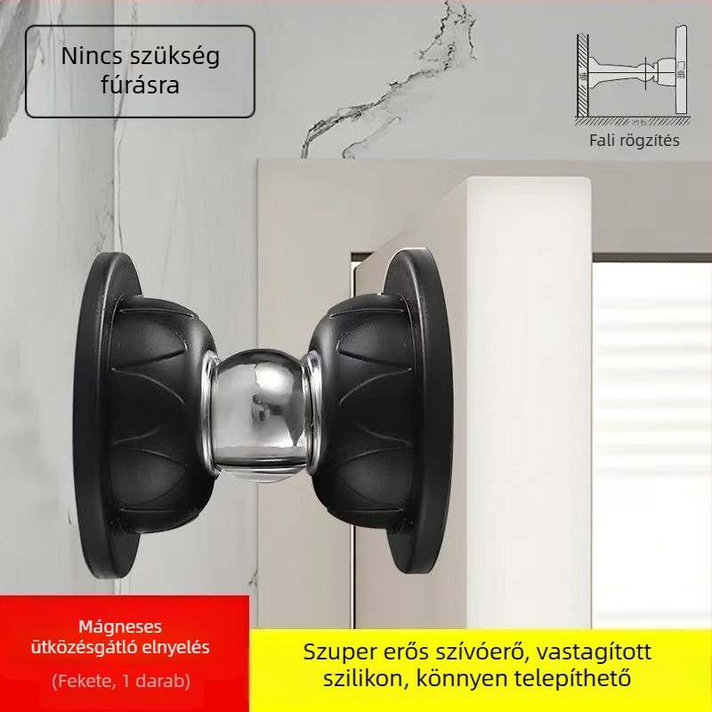 Silikon mágneses ajtómegállító fúrás nélkül – fürdőszoba, csendes beltéri védelem az ütközések ellen
