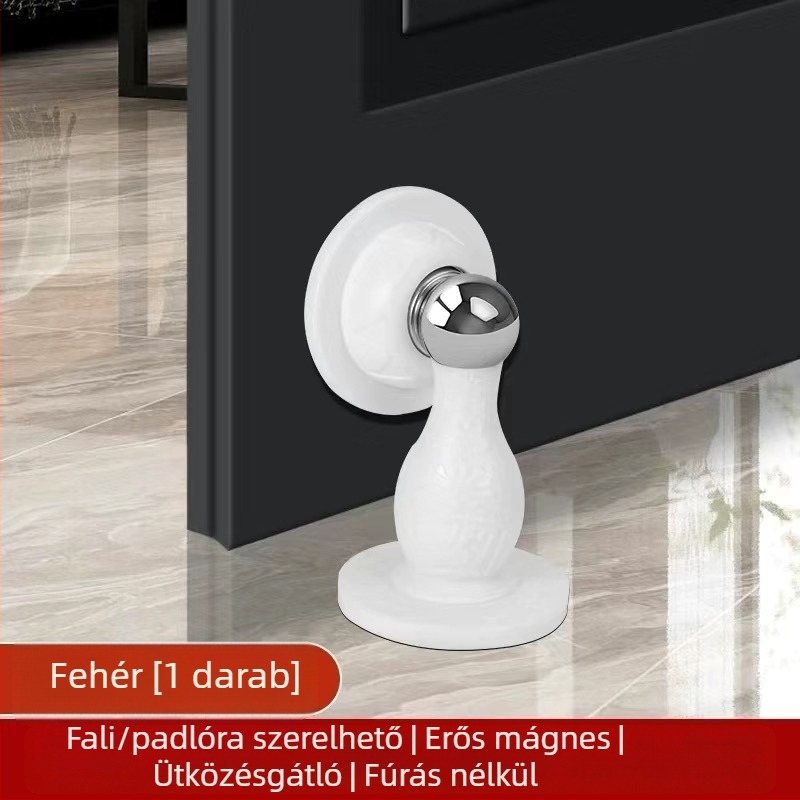 Silikon mágneses ajtómegállító fúrás nélkül – fürdőszoba, csendes beltéri védelem az ütközések ellen