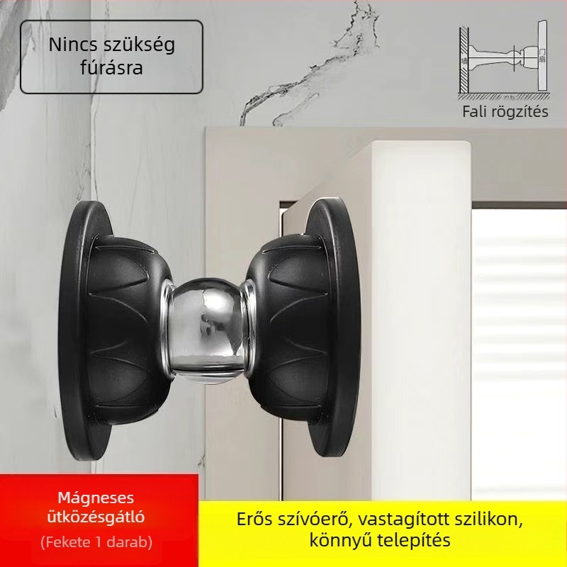 Silikon mágneses ajtómegállító fúrás nélkül – fürdőszoba, csendes beltéri védelem az ütközések ellen