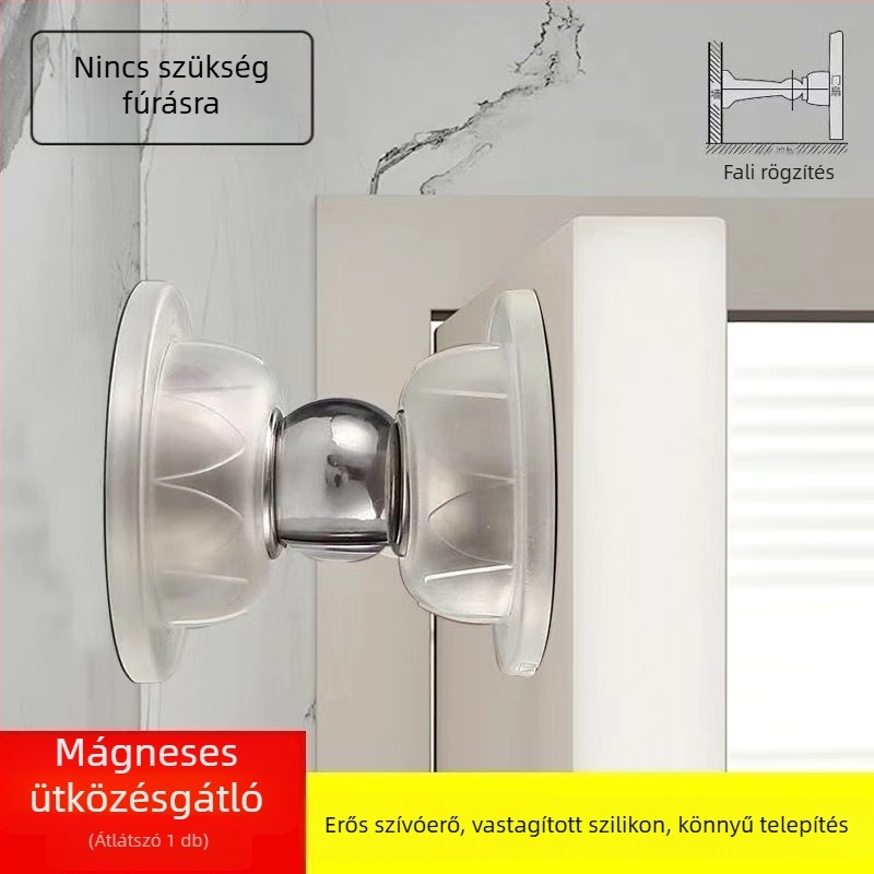 Silikon mágneses ajtómegállító fúrás nélkül – fürdőszoba, csendes beltéri védelem az ütközések ellen
