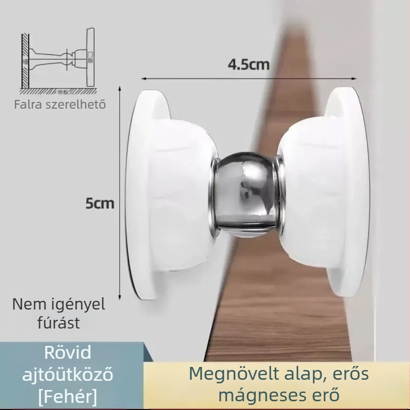 Silikon mágneses ajtómegállító fúrás nélkül – fürdőszoba, csendes beltéri védelem az ütközések ellen
