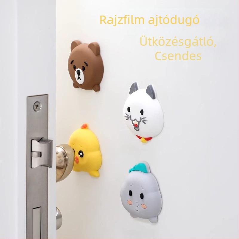 Szilikonból készült antiütközés matricák – aranyosak, ultra vastagok, ajtókhoz, hűtőhöz és WC-fedélhez, többfunkciós használatra