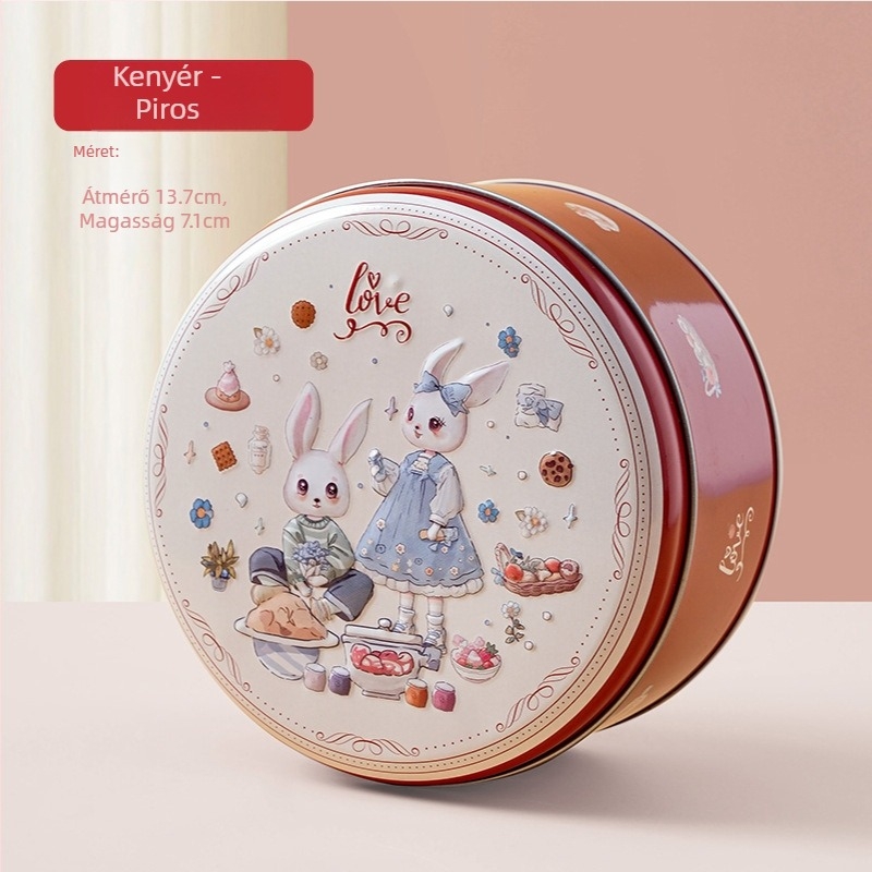 Kerek fémdoboz süteményekhez – elegáns édességdoboza White Rabbit