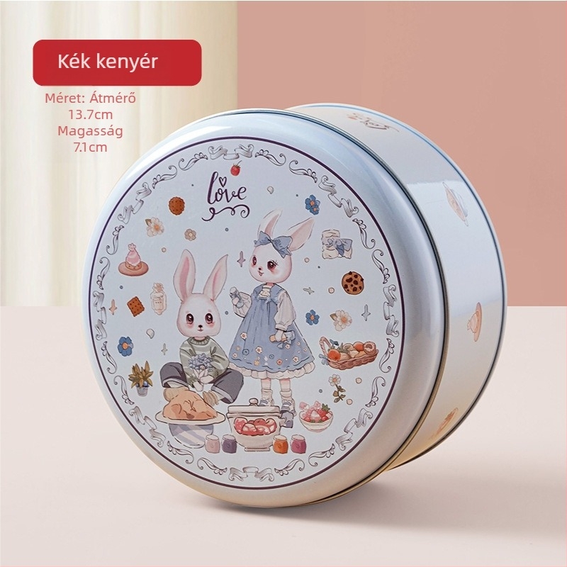 Kerek fémdoboz süteményekhez – elegáns édességdoboza White Rabbit