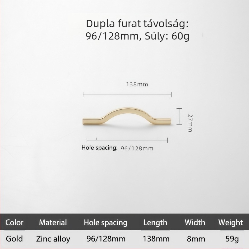 Cinkötvözet fogantyú szekrényajtókhoz, hosszított arany nordikus stílusú, fekete európai stílusú ruhásszekrény- és fiókfogantyú