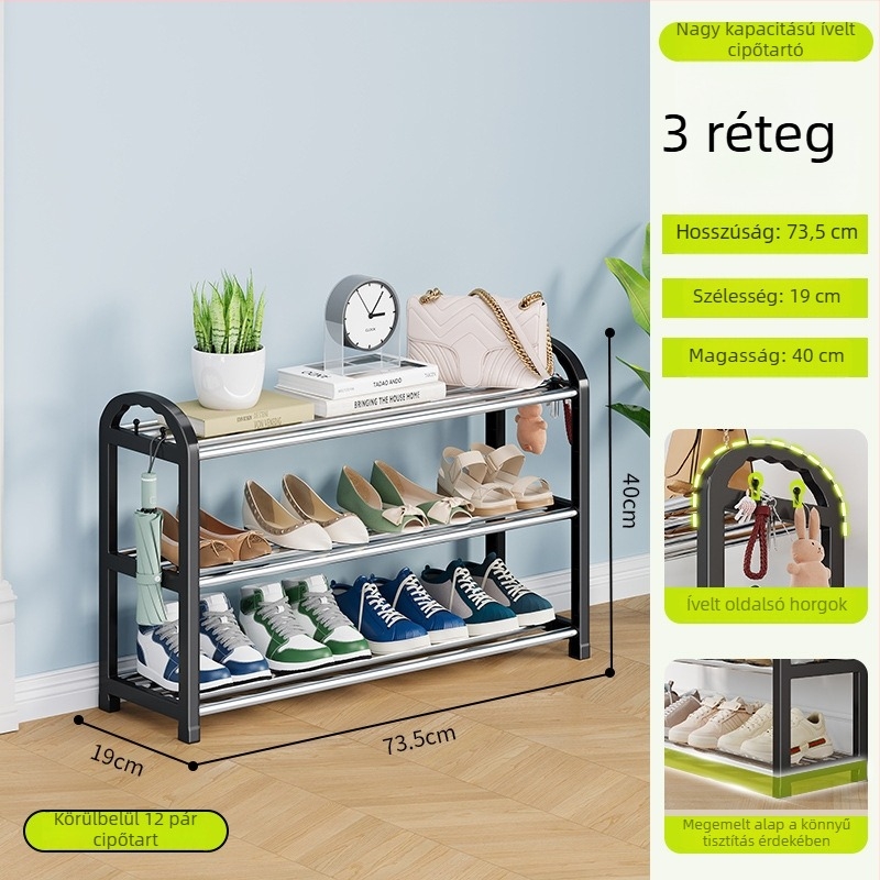 3‑részes, talpra álló cipőállvány, műanyagból, háztartási tárolópolc