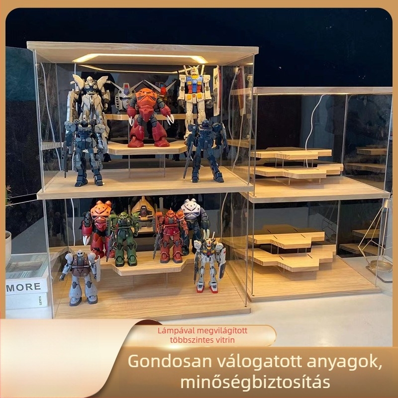 Átlátszó akril kiállítási szekrény kollekciós figuráknak és blind-box dobozokhoz, LEGO-stílusú figurákhoz és Bubble Mart gyűjteményekhez.