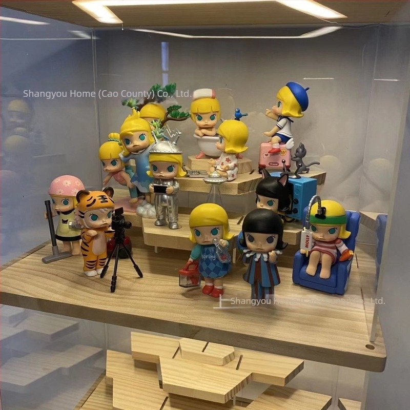 Átlátszó akril kiállítási szekrény kollekciós figuráknak és blind-box dobozokhoz, LEGO-stílusú figurákhoz és Bubble Mart gyűjteményekhez.
