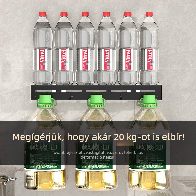 304 rozsdamentes acél falra szerelhető konyhai tároló – kés- és evőpálca tartóval, csepegtető, penészmentes, fúrás nélküli szerelés