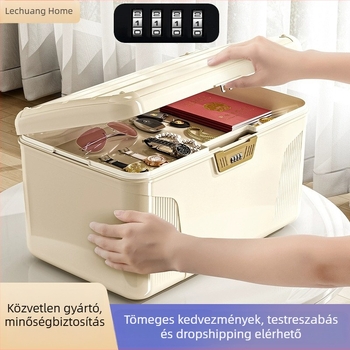 Zárható nagy kapacitású műanyag tároló doboz dokumentumok és személyes tárgyak számára