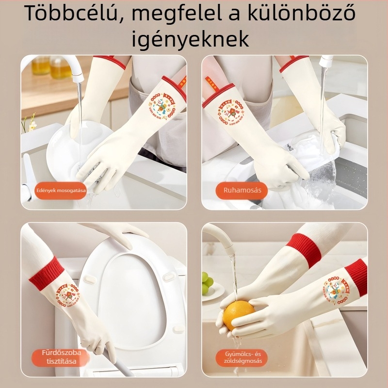 Nitril edénymosó kesztyű felhúzható mandzsettával és velúr béléssel – tartós, vízálló konyhai és mosási feladatokra