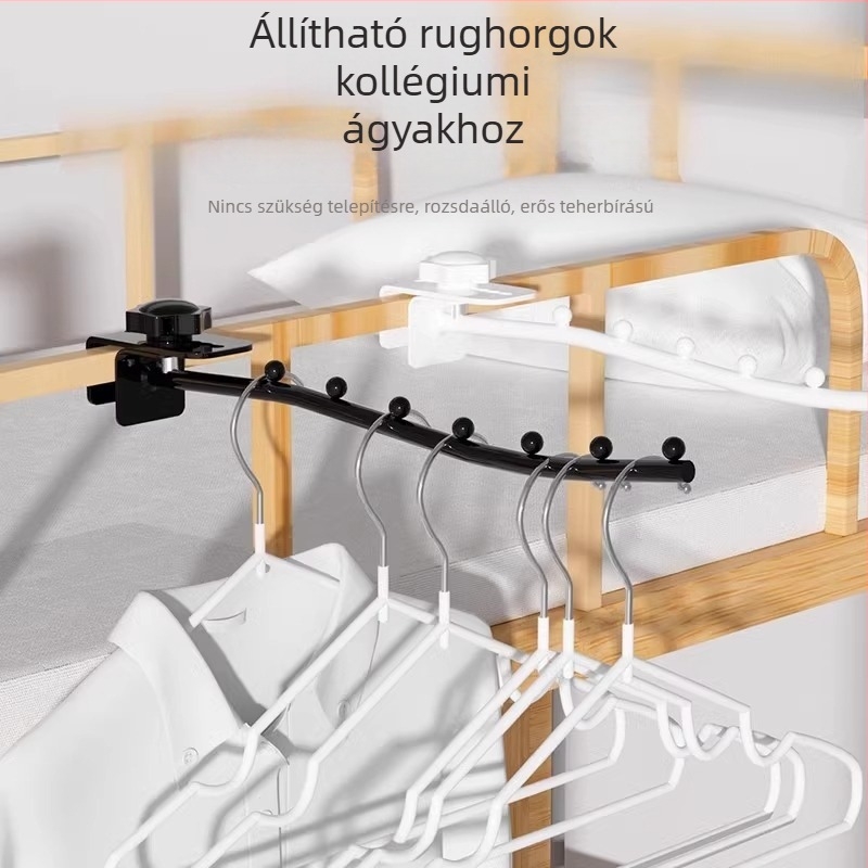 Rozsdamentes acél ruhafogas kollégiumhoz — ágy melletti kampó, felső ágyhoz és beltéri szárításra