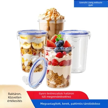 Átlátszó PP műanyag élelmiszer-tároló edény fedővel, szivárgásbiztos, 800-1000 ml, zabhoz és gabonafélékhez