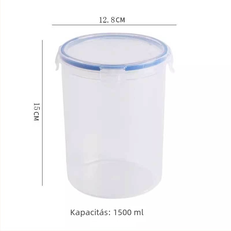 Átlátszó PP műanyag élelmiszer-tároló edény fedővel, szivárgásbiztos, 800-1000 ml, zabhoz és gabonafélékhez