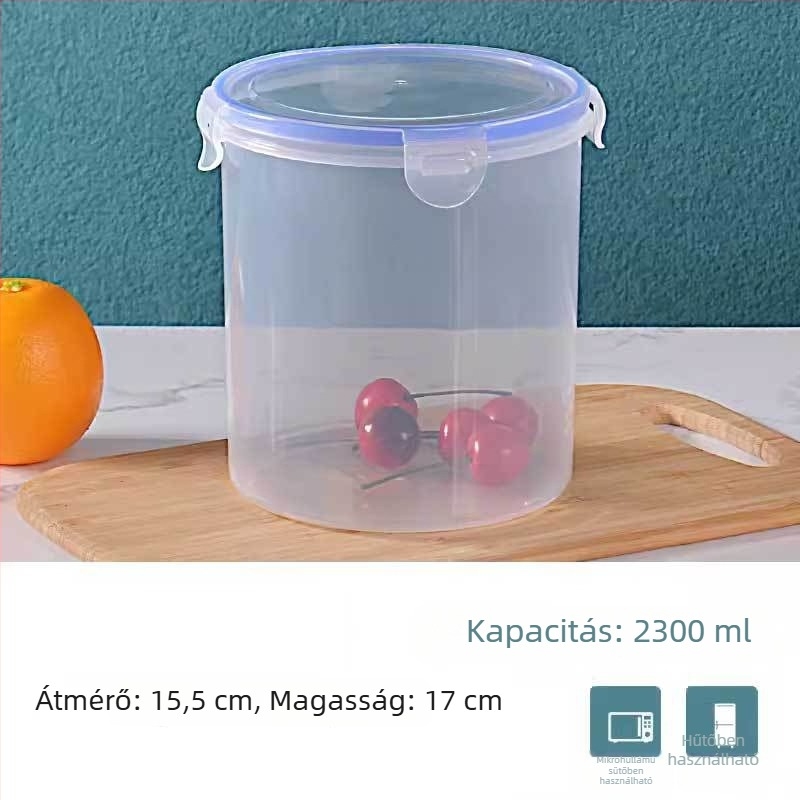 Átlátszó PP műanyag élelmiszer-tároló edény fedővel, szivárgásbiztos, 800-1000 ml, zabhoz és gabonafélékhez