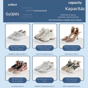 Hi Du átlátszó PP műanyag cipősdoboz fiókkal és billenthető fedéllel, 18L, 34×26×19 cm