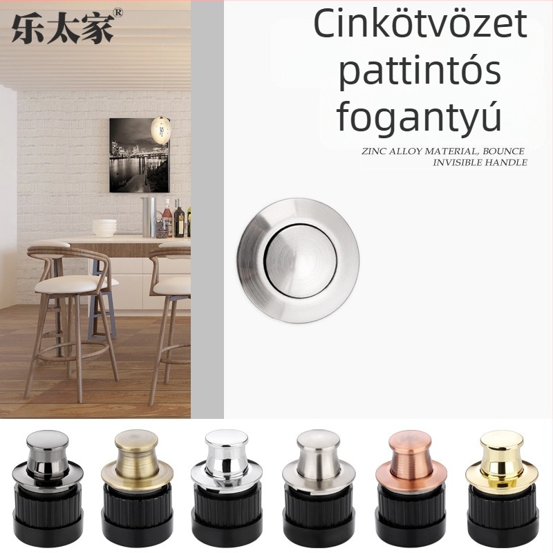 Kerek, rejtett rugós húzófogantyú fiókokhoz és szekrényajtókhoz