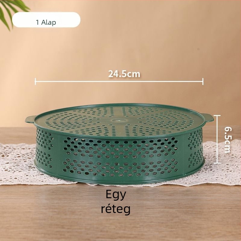 Lyukacsos ételfedő több rétegű maradéktárolóval, asztali fedő, por- és szúnyogvédelem, multifunkcionális.
