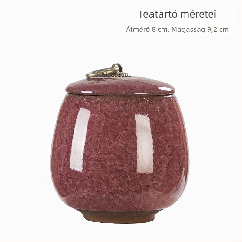Hordozható kerámia teásüveg jégrepedéses mázzal, lila agyagból, kis méretű, Pu’er zárható tároló, tealevelekhez való doboz, illatpor, otthoni használatra