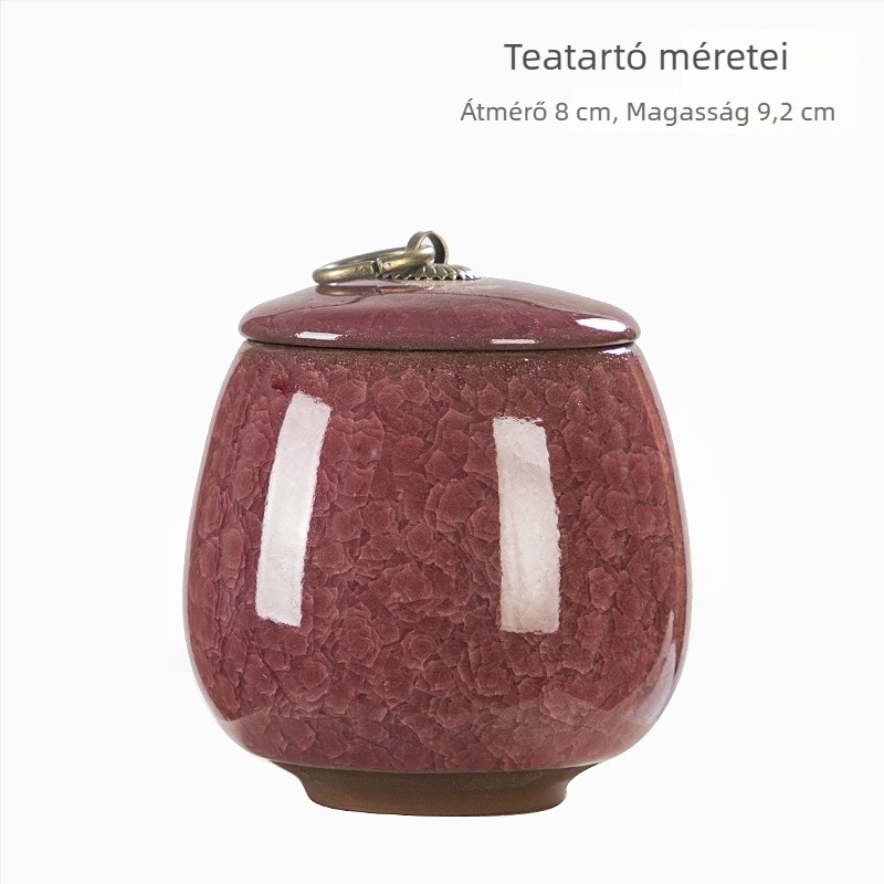 Hordozható kerámia teásüveg jégrepedéses mázzal, lila agyagból, kis méretű, Pu’er zárható tároló, tealevelekhez való doboz, illatpor, otthoni használatra