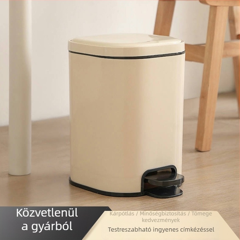 Négyzet alakú pedálos szemetes fedővel, műanyag, 12 L, nagy kapacitás