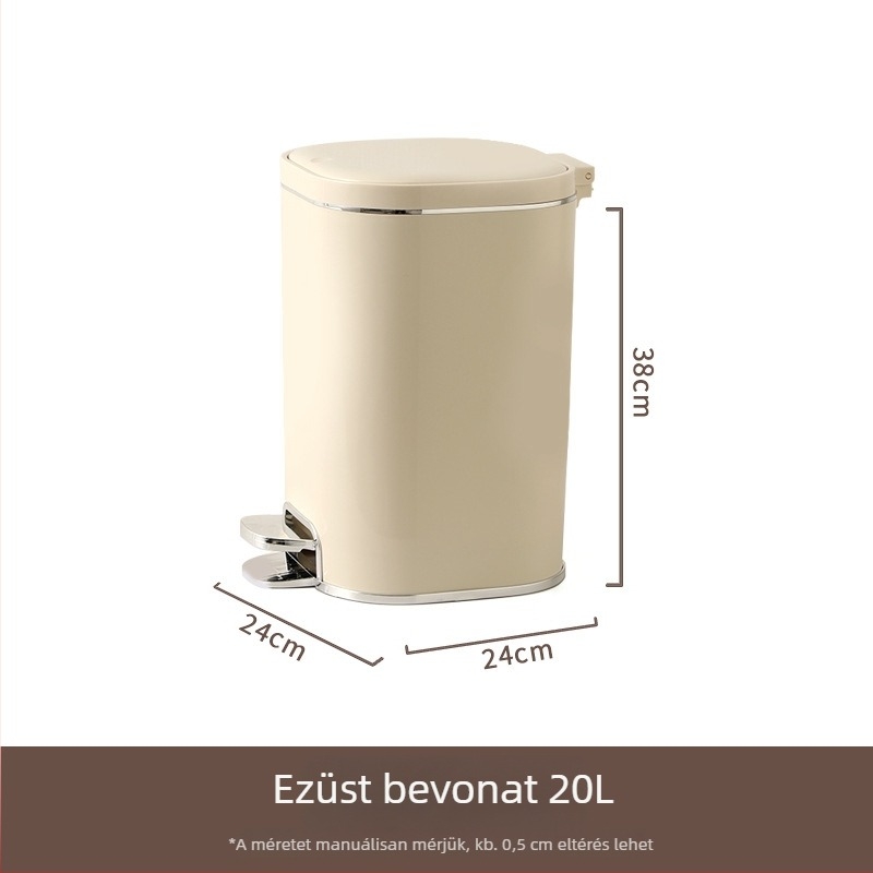 Négyzet alakú pedálos szemetes fedővel, műanyag, 12 L, nagy kapacitás
