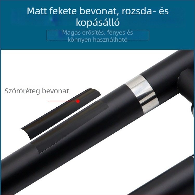 Rozsdamentes acélból készült ajtófogantyú keret nélküli üveg kivitel, matt fekete, vastagodott konstrukció, faajtókhoz, KTV-hez