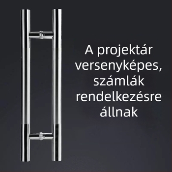 Rozsdamentes acélból készült körkörös csővel rendelkező ajtókilincs üveg bejárati ajtóhoz a szálloda előcsarnokába, homokfújt felülettel, modern minimalist stílus