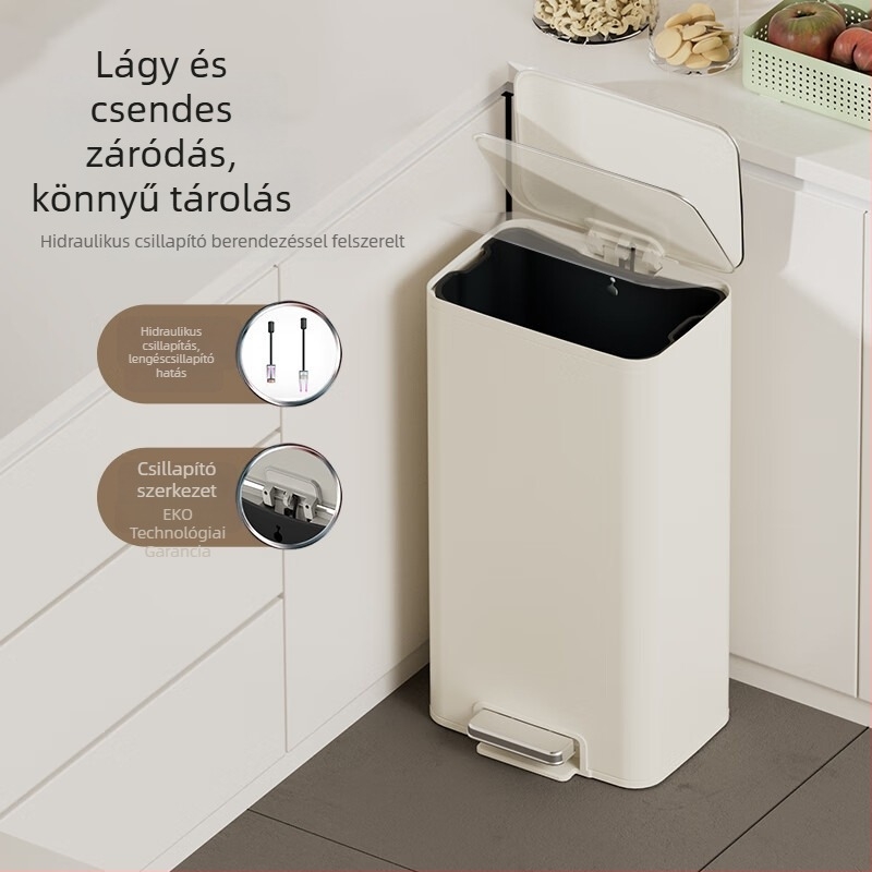 Eko Monarch konyhai szemetes, nagy méretű, fedéllel, rozsdamentes acélból, nagy kapacitású pedálos kuka otthonra és a nappaliba