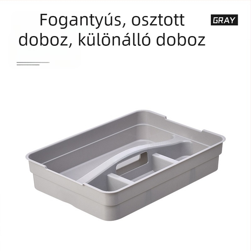 Két szintes műanyag tároló rekeszekkel és fedéllel, átlátszó, hordozható kozmetikumok, gyógyszerek és játékok számára