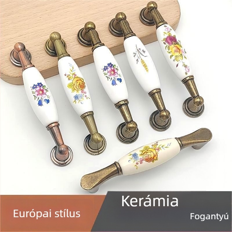 Kerámiás fogantyú fiókokhoz és szekrényajtókhoz, vintage stílusban