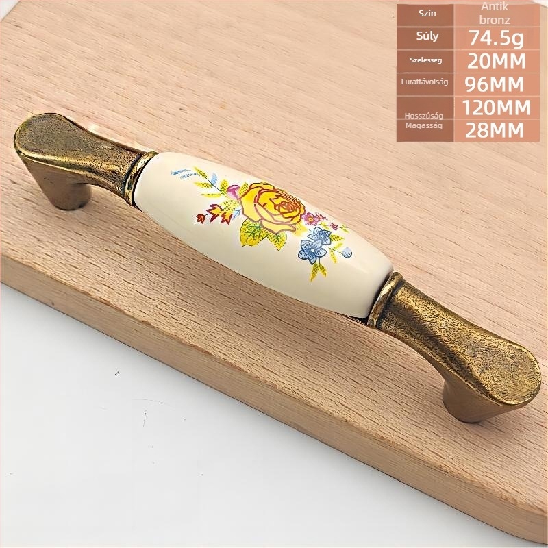 Kerámiás fogantyú fiókokhoz és szekrényajtókhoz, vintage stílusban
