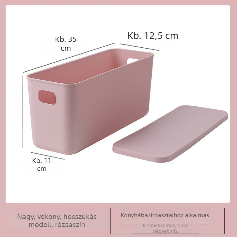 Műanyag tárolóedény fedéllel asztalra – nassolnivalók és apró tárgyak rendszerezője, 18 liter, otthoni felhasználásra, konyha, nappali és fürdőszoba.