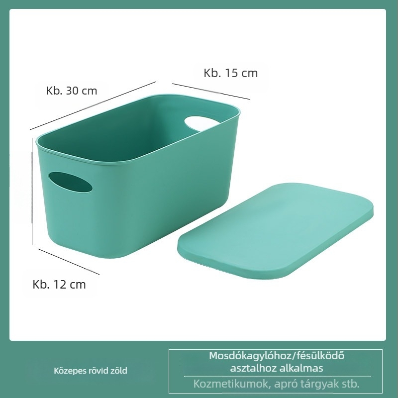 Műanyag tárolóedény fedéllel asztalra – nassolnivalók és apró tárgyak rendszerezője, 18 liter, otthoni felhasználásra, konyha, nappali és fürdőszoba.