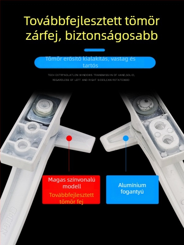 Régi stílusú műanyag- és acél ajtó- és ablakfogantyú, 7 alakú fogantyú, síknyitású ablakfogantyú, csúszó ablakfogantyú záróval, üvegajtó zárfogantyú