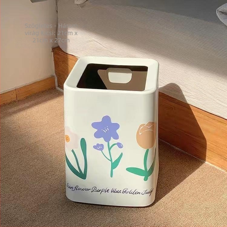 Instagram-stílusú műanyag kuka otthoni használatra, hengeres, 6 liter