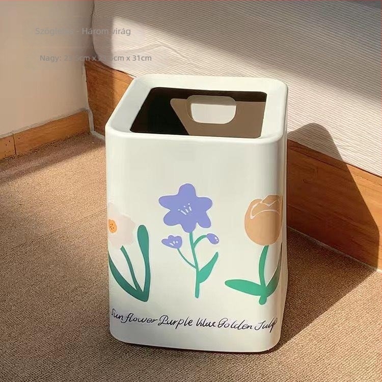 Instagram-stílusú műanyag kuka otthoni használatra, hengeres, 6 liter