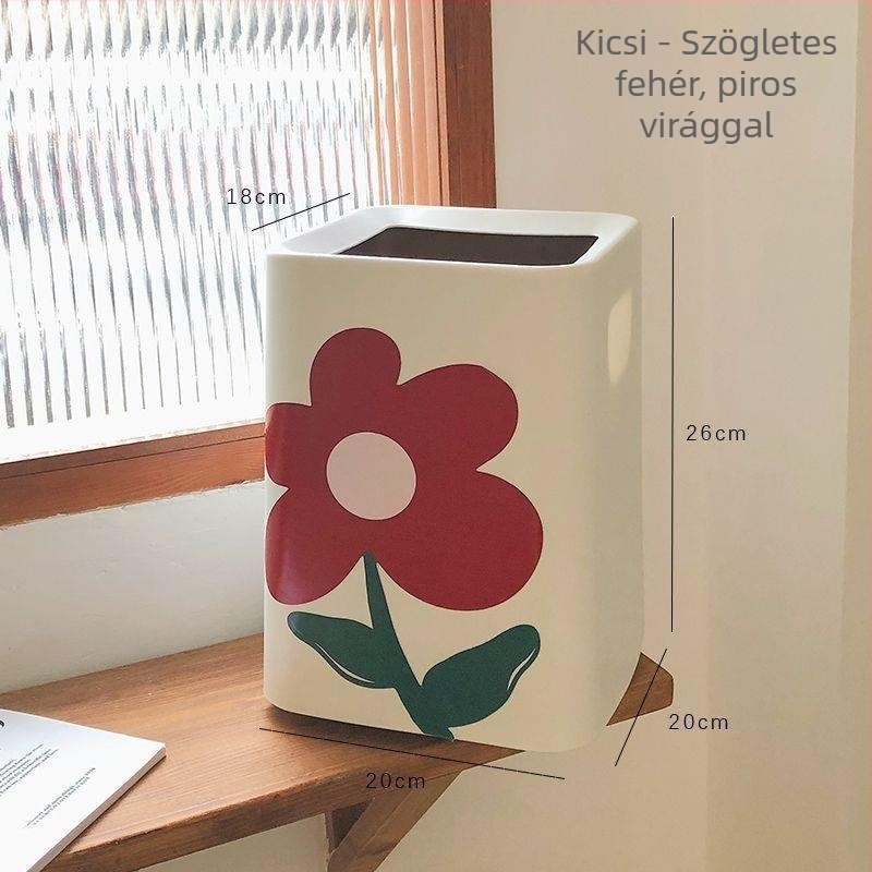 Instagram-stílusú műanyag kuka otthoni használatra, hengeres, 6 liter